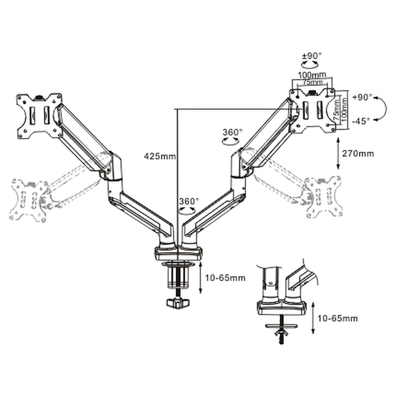 Classic Gas Spring Monitor Arm